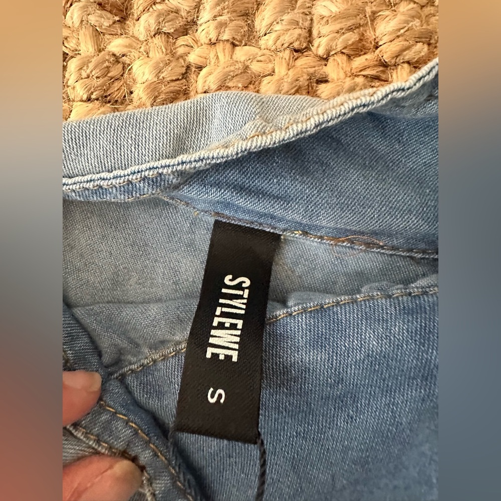 STYLEWE Light Blue Bow Design Denim Pullover Top NWT size S - Picture 6 of 8